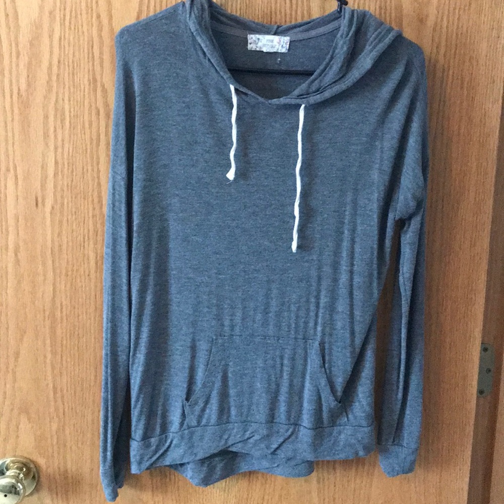 Thin gray long sleeve hoodie